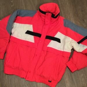 Club Attivo vintage hot pink color block ski jacket M